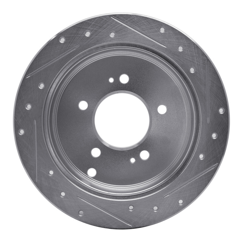 Hyundai Santa Fe Brake Rotor (1) - Rear Left - R1 Concepts - Drilled & Slotted - Silver - `01-`16